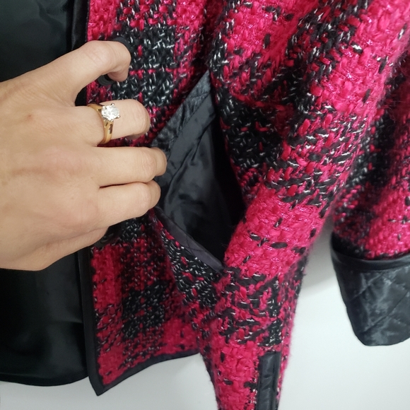 Bob Mackie Red Plaid Tweed Wearable Art Jacket S - Picture 6 of 12